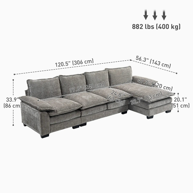Pending - Aosom Homcom Chenille L-Shaped Sofa in Grey