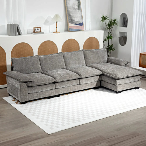 Pending - Aosom Homcom Chenille L-Shaped Sofa in Grey
