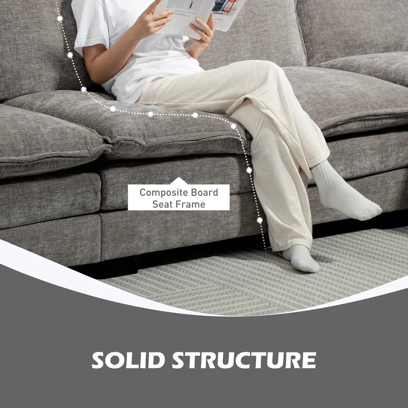 Pending - Aosom Homcom Chenille L-Shaped Sofa in Grey