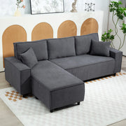 Pending - Aosom Homcom Corduroy L-Shaped Sectional Sofa with Reversible Chaise with Pocket Spring - Available in 2 Colours
