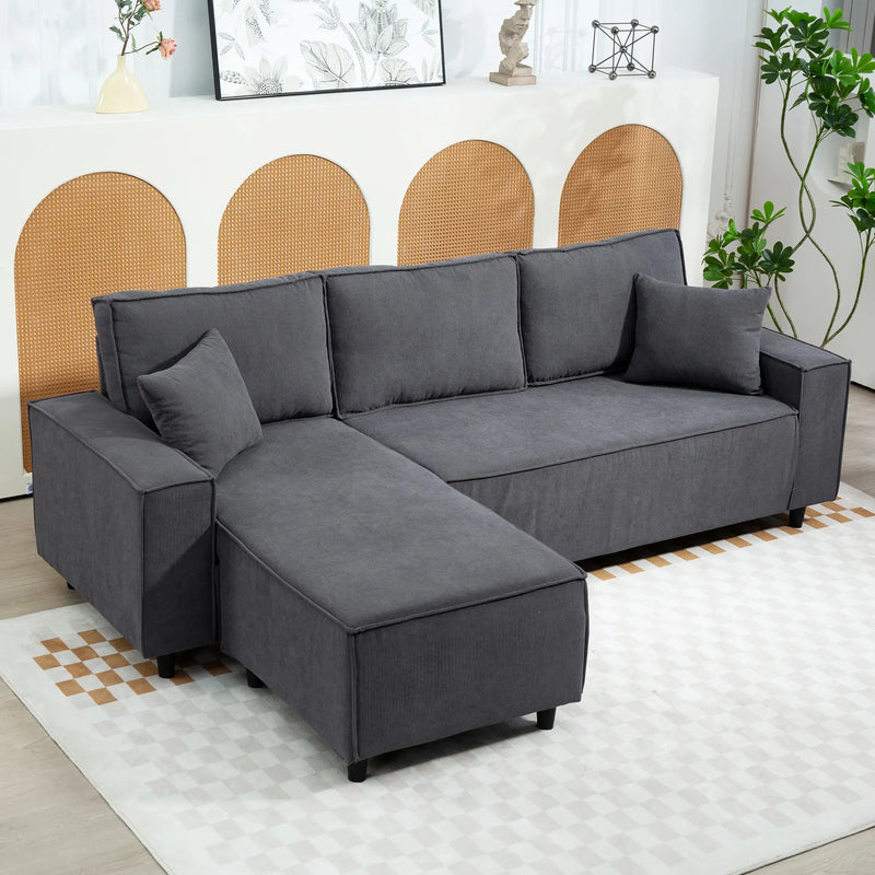 Pending - Aosom Homcom Corduroy L-Shaped Sectional Sofa with Reversible Chaise with Pocket Spring - Available in 2 Colours