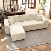 Pending - Aosom Homcom Corduroy L-Shaped Sectional Sofa with Reversible Chaise with Pocket Spring - Available in 2 Colours