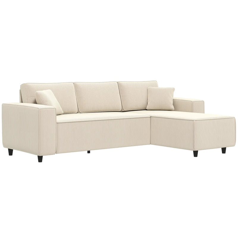 Pending - Aosom Homcom Corduroy L-Shaped Sectional Sofa with Reversible Chaise with Pocket Spring - Available in 2 Colours