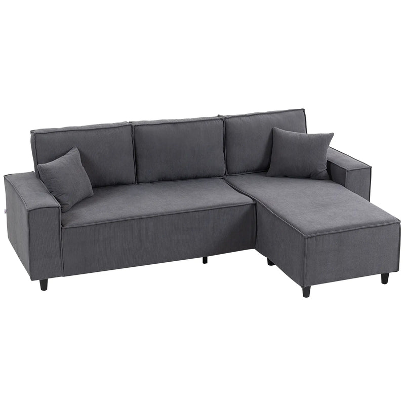 Pending - Aosom Homcom Corduroy L-Shaped Sectional Sofa with Reversible Chaise with Pocket Spring - Available in 2 Colours