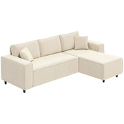 Pending - Aosom Homcom Corduroy L-Shaped Sectional Sofa with Reversible Chaise with Pocket Spring - Available in 2 Colours