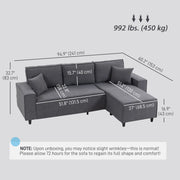 Pending - Aosom Homcom Corduroy L-Shaped Sectional Sofa with Reversible Chaise with Pocket Spring - Available in 2 Colours