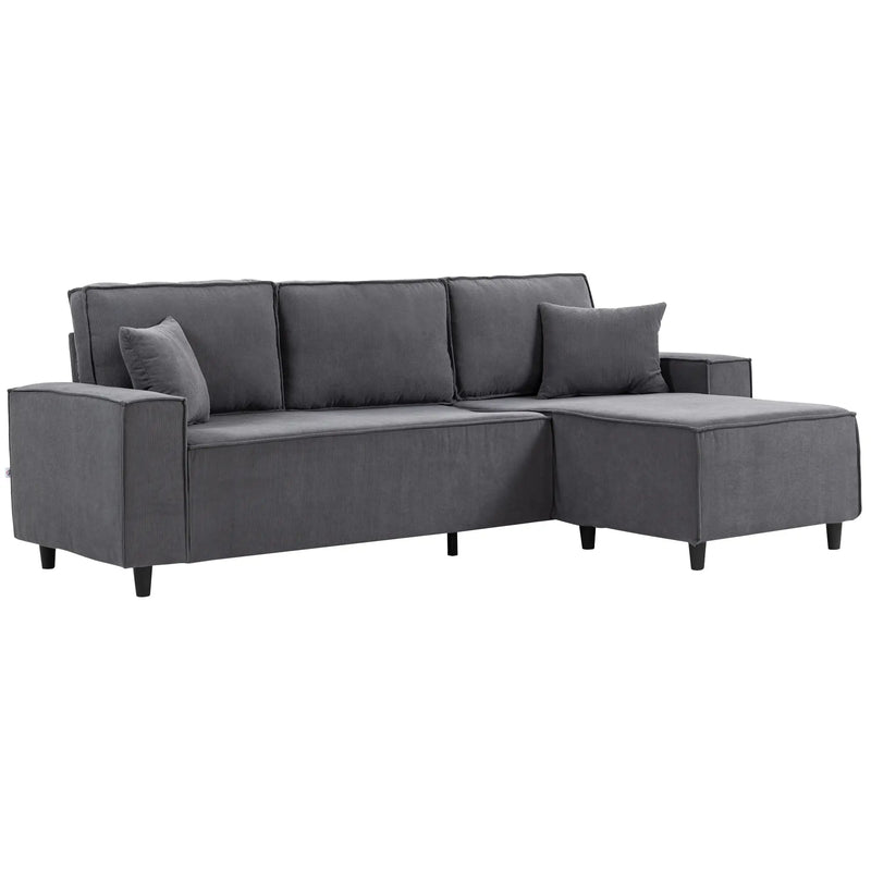 Pending - Aosom Homcom Corduroy L-Shaped Sectional Sofa with Reversible Chaise with Pocket Spring - Available in 2 Colours