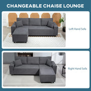 Pending - Aosom Homcom Corduroy L-Shaped Sectional Sofa with Reversible Chaise with Pocket Spring - Available in 2 Colours