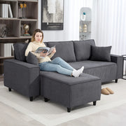 Pending - Aosom Homcom Corduroy L-Shaped Sectional Sofa with Reversible Chaise with Pocket Spring - Available in 2 Colours