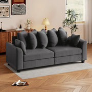 Pending - Aosom Homcom Corduroy Modern Upholstered Sofa with Curved Armrests and 8 Removable Pillows - Available in 2 Colours