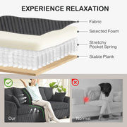 Pending - Aosom Homcom Corduroy Modern Upholstered Sofa with Curved Armrests and 8 Removable Pillows - Available in 2 Colours