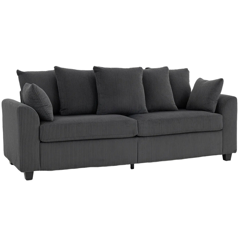 Pending - Aosom Homcom Corduroy Modern Upholstered Sofa with Curved Armrests and 8 Removable Pillows - Available in 2 Colours