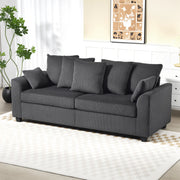 Pending - Aosom Homcom Corduroy Modern Upholstered Sofa with Curved Armrests and 8 Removable Pillows - Available in 2 Colours