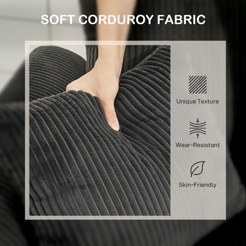 Pending - Aosom Homcom Corduroy Modern Upholstered Sofa with Curved Armrests and 8 Removable Pillows - Available in 2 Colours