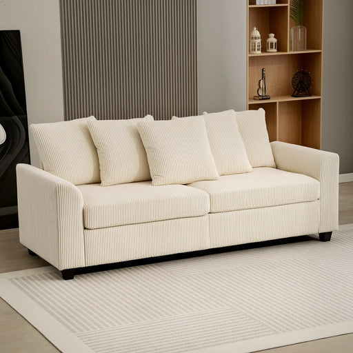 Pending - Aosom Homcom Corduroy Modern Upholstered Sofa with Curved Armrests and 8 Removable Pillows - Available in 2 Colours