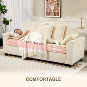 Pending - Aosom Homcom Corduroy Modern Upholstered Sofa with Curved Armrests and 8 Removable Pillows - Available in 2 Colours