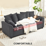 Pending - Aosom Homcom Corduroy Modern Upholstered Sofa with Curved Armrests and 8 Removable Pillows - Available in 2 Colours