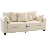 Pending - Aosom Homcom Corduroy Modern Upholstered Sofa with Curved Armrests and 8 Removable Pillows - Available in 2 Colours