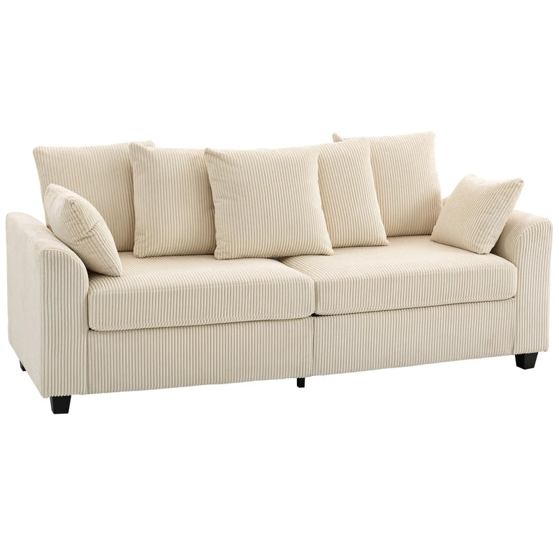 Pending - Aosom Homcom Corduroy Modern Upholstered Sofa with Curved Armrests and 8 Removable Pillows - Available in 2 Colours
