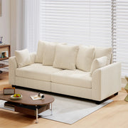 Pending - Aosom Homcom Corduroy Modern Upholstered Sofa with Curved Armrests and 8 Removable Pillows - Available in 2 Colours