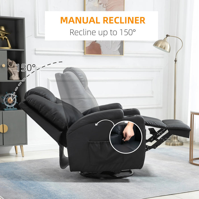 Homcom 8 Point Vibrating Massage Swivel Reclining Chair with Cupholders ...