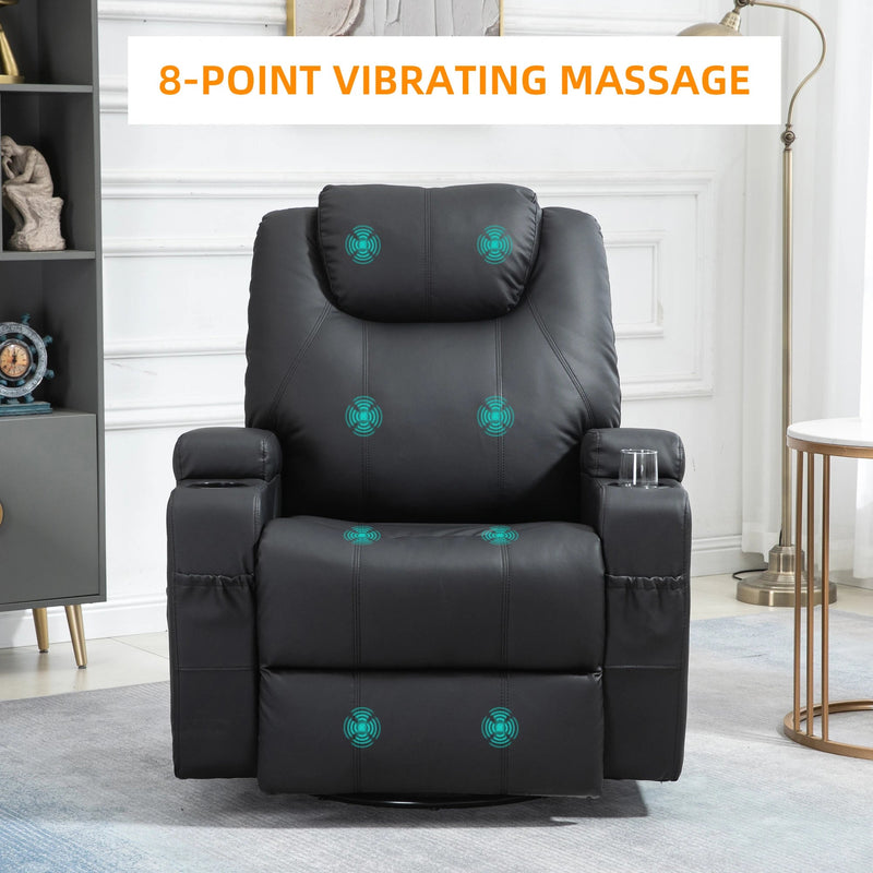 Homcom 8 Point Vibrating Massage Swivel Reclining Chair with Cupholders in Faux Leather Wholesale Furniture Brokers Canada Homcom 8 Point Vibrating Massage Swivel Reclining Chair with Cupholders in Faux Leather Wholesale Furniture Brokers Canada