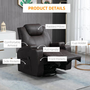 Pending - Aosom Homcom Faux Leather Recliner Chair with Massage, Vibration, Muti-Function Padded Sofa Chair with Remote Control, 360 Degree Swivel Seat with Dual Cup Holders, Black