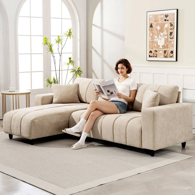 Pending - Aosom Homcom L-Shaped Sectional Sofa with Reversible Chaise - Available in 2 Colours