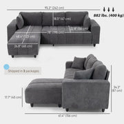 Pending - Aosom Homcom L-Shaped Sectional Sofa with Reversible Chaise - Available in 2 Colours