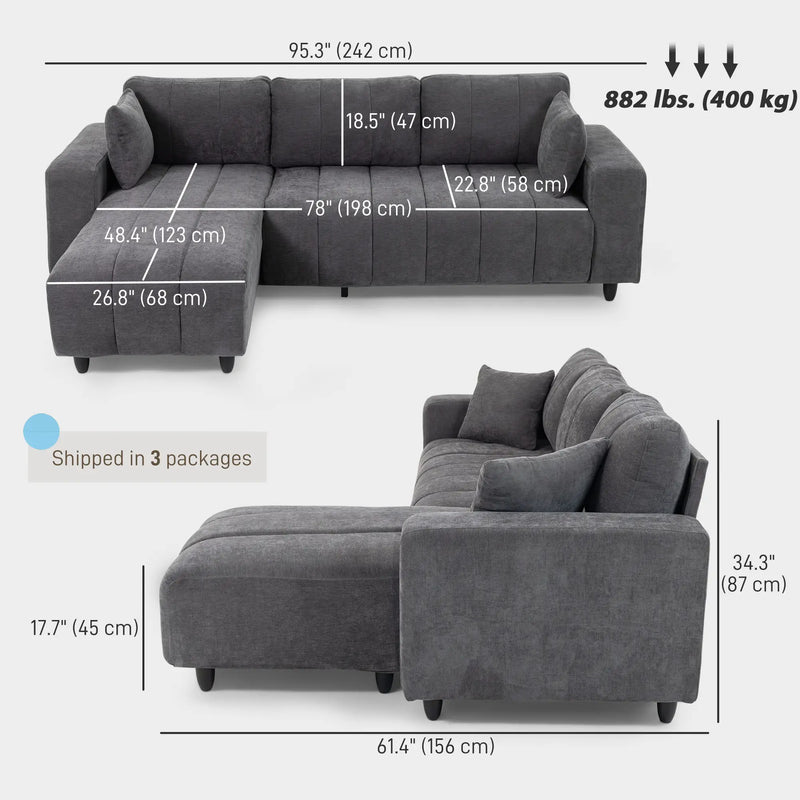 Pending - Aosom Homcom L-Shaped Sectional Sofa with Reversible Chaise - Available in 2 Colours