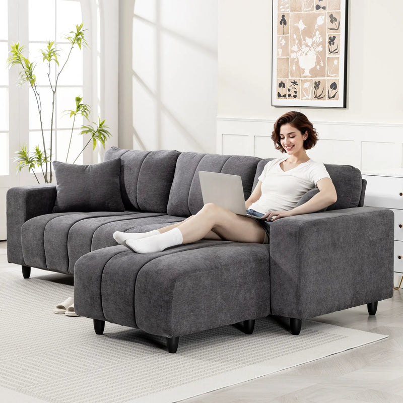 Pending - Aosom Homcom L-Shaped Sectional Sofa with Reversible Chaise - Available in 2 Colours