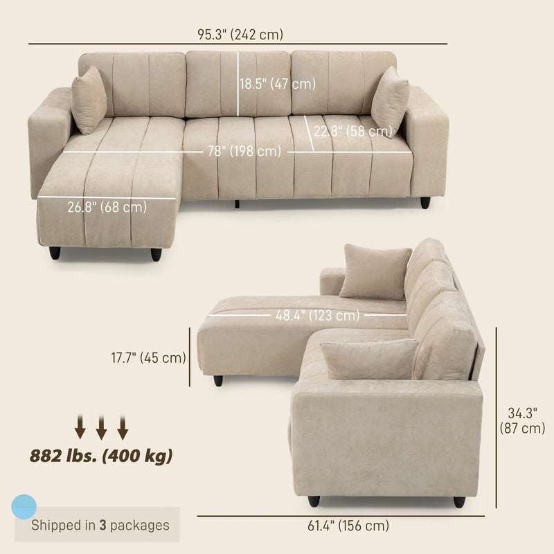 Pending - Aosom Homcom L-Shaped Sectional Sofa with Reversible Chaise - Available in 2 Colours