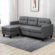 Pending - Aosom Homcom L-Shaped Sofa 3 Seater Couch with Switchable Ottoman, Corner Sofa with Thick Padded Cushion - Available in 2 Colours