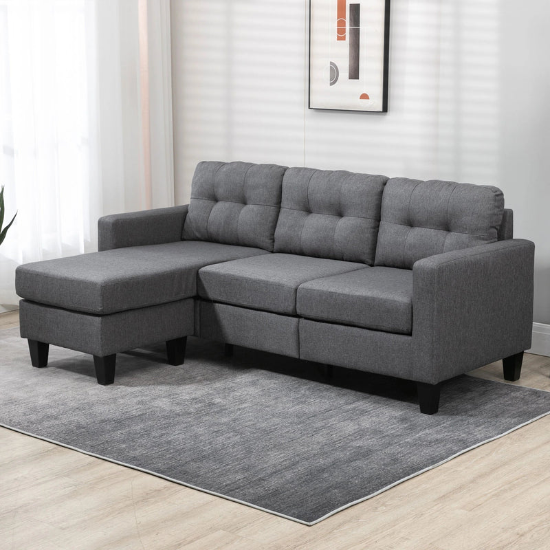 Pending - Aosom Homcom L-Shaped Sofa 3 Seater Couch with Switchable Ottoman, Corner Sofa with Thick Padded Cushion - Available in 2 Colours