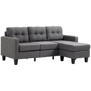 Pending - Aosom Homcom L-Shaped Sofa 3 Seater Couch with Switchable Ottoman, Corner Sofa with Thick Padded Cushion - Available in 2 Colours