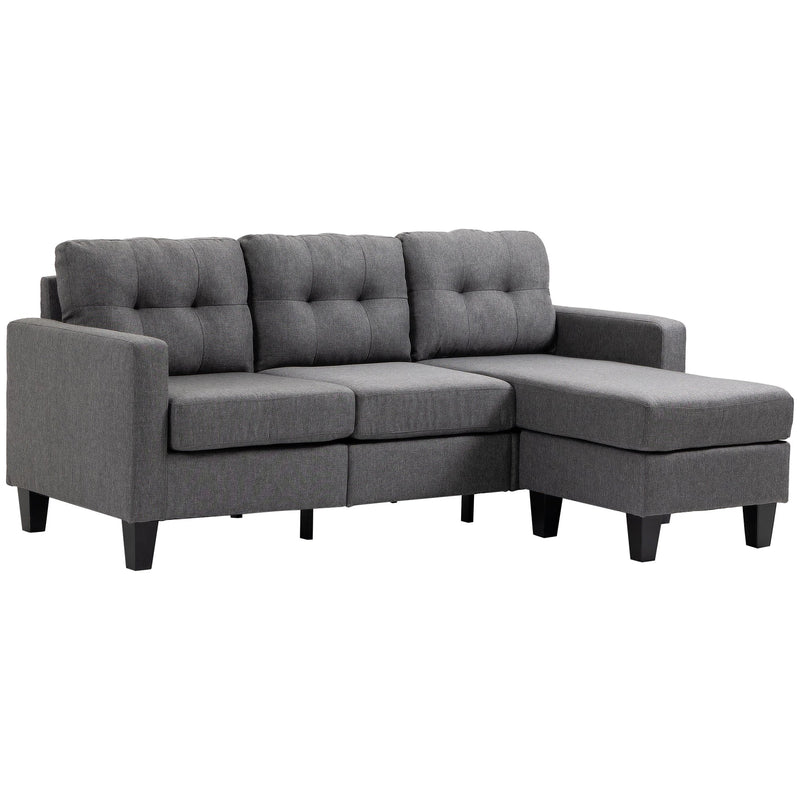 Pending - Aosom Homcom L-Shaped Sofa 3 Seater Couch with Switchable Ottoman, Corner Sofa with Thick Padded Cushion - Available in 2 Colours