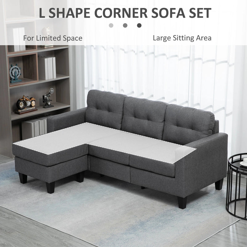 Pending - Aosom Homcom L-Shaped Sofa 3 Seater Couch with Switchable Ottoman, Corner Sofa with Thick Padded Cushion - Available in 2 Colours