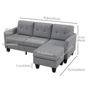 Pending - Aosom Homcom L-Shaped Sofa 3 Seater Couch with Switchable Ottoman, Corner Sofa with Thick Padded Cushion - Available in 2 Colours