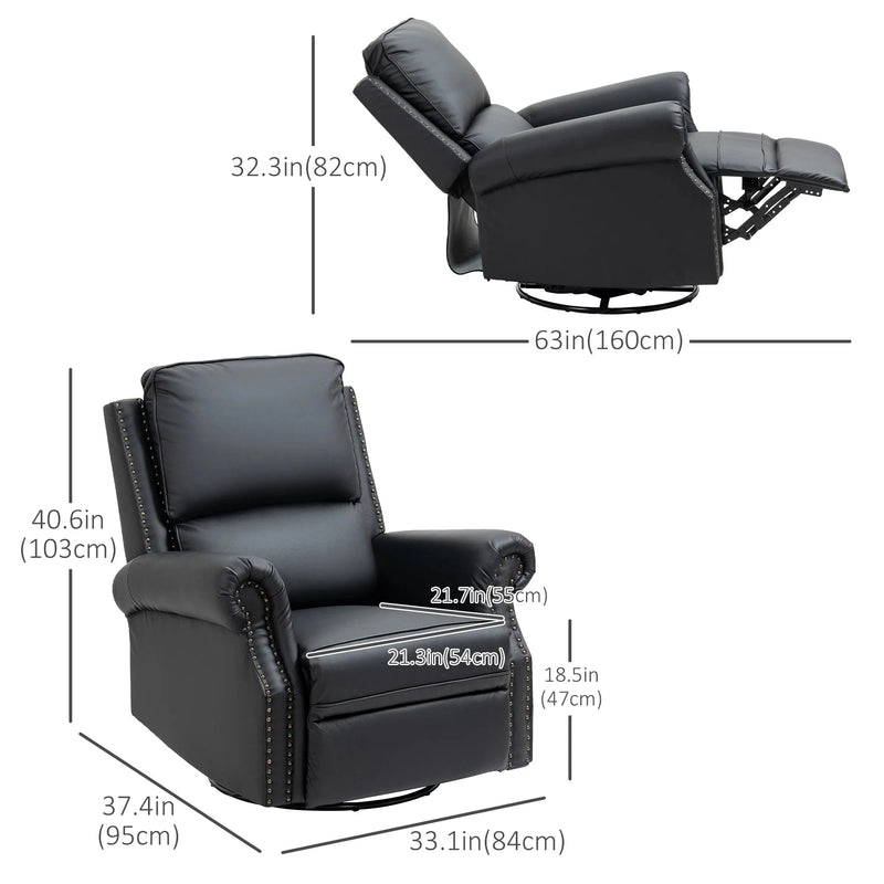 Pending - Aosom HOMCOM Manual Recliner Chair 360° Swivel Rocking Armchair Sofa with PU Leather Padded Cushion and Backrest for Living Room Black