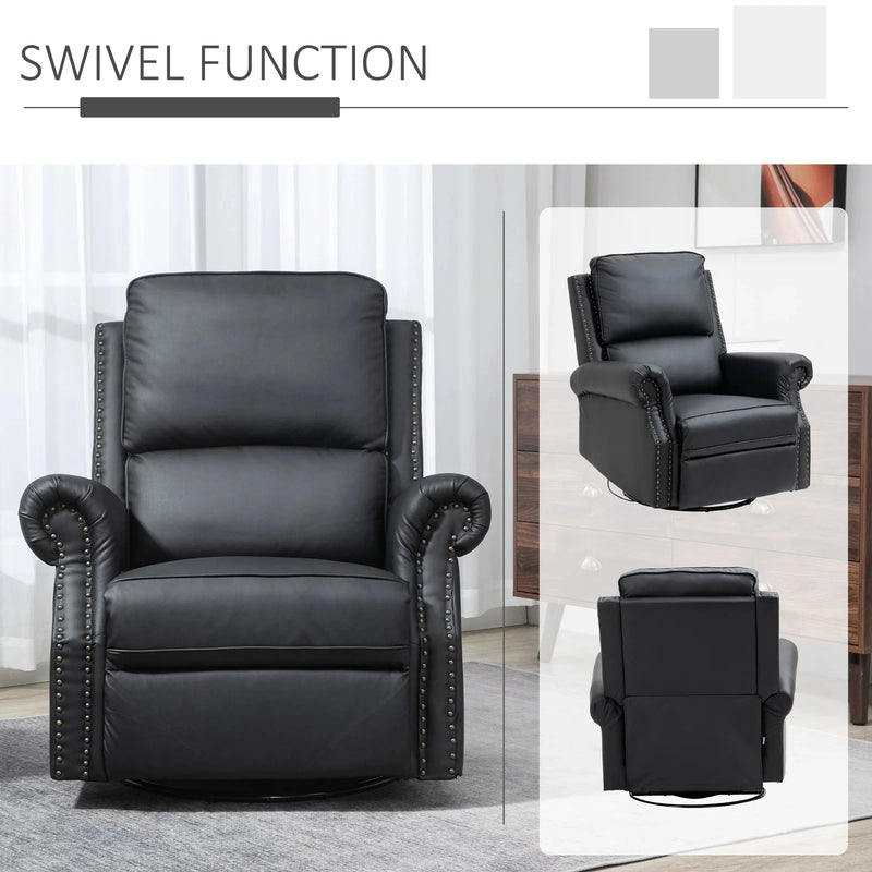Pending - Aosom HOMCOM Manual Recliner Chair 360° Swivel Rocking Armchair Sofa with PU Leather Padded Cushion and Backrest for Living Room Black