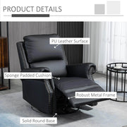 Pending - Aosom HOMCOM Manual Recliner Chair 360° Swivel Rocking Armchair Sofa with PU Leather Padded Cushion and Backrest for Living Room Black