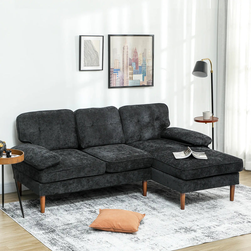 Pending - Aosom Homcom Modern Tufted Corner Sofa in Black