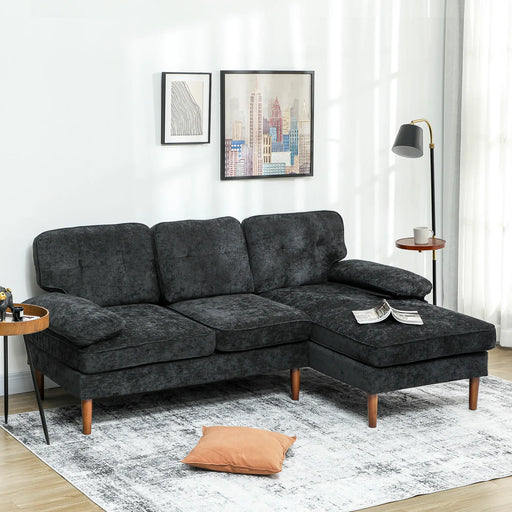 Pending - Aosom Homcom Modern Tufted Corner Sofa in Black