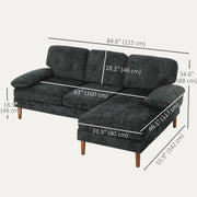 Pending - Aosom Homcom Modern Tufted Corner Sofa in Black