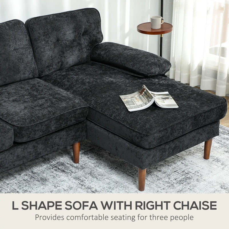 Pending - Aosom Homcom Modern Tufted Corner Sofa in Black
