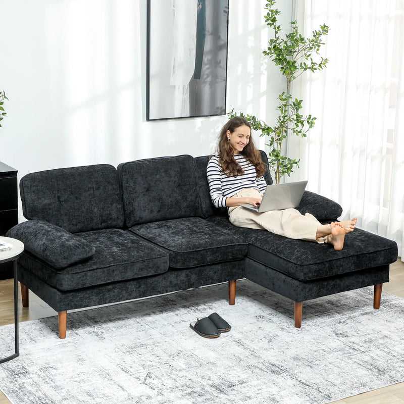 Pending - Aosom Homcom Modern Tufted Corner Sofa in Black