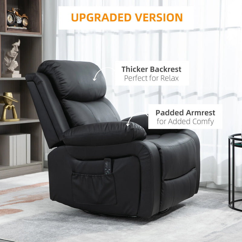 Pending - Aosom Homcom Pu Leather Reclining Chair with Vibration Massage Recliner, Swivel Base, Rocking Function, Remote Control - Available in 4 Colours