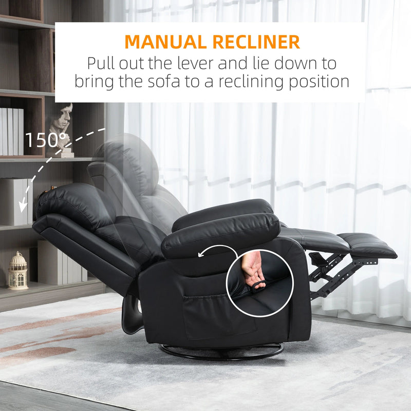 Pending - Aosom Homcom Pu Leather Reclining Chair with Vibration Massage Recliner, Swivel Base, Rocking Function, Remote Control - Available in 4 Colours