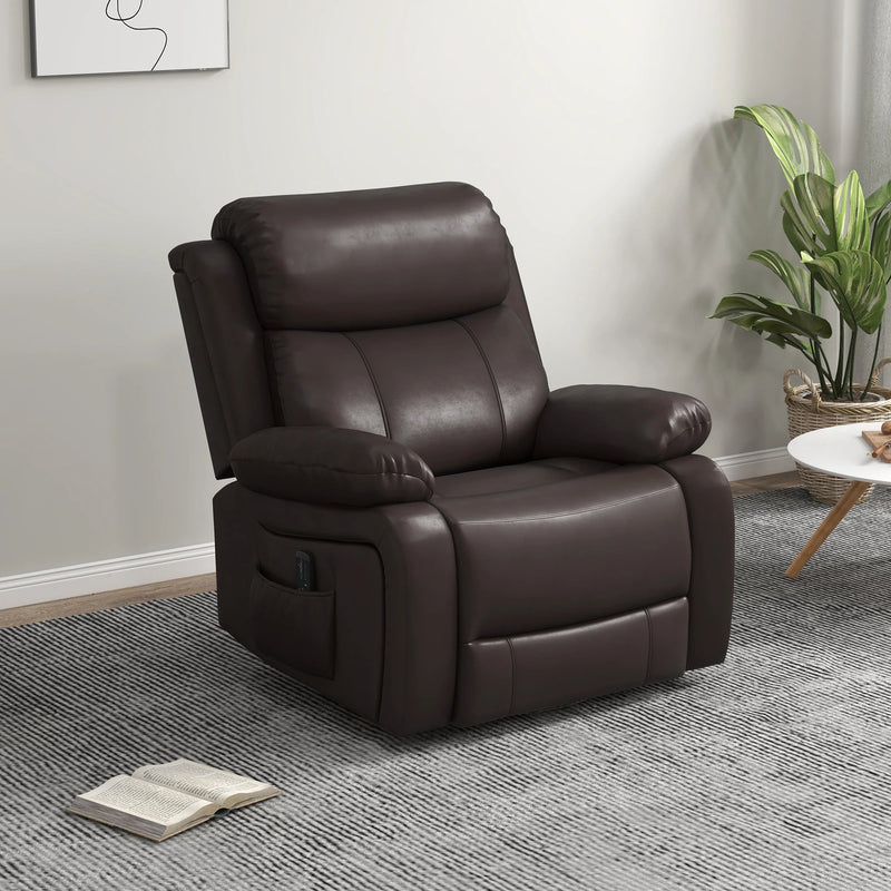 Pending - Aosom Homcom Pu Leather Reclining Chair with Vibration Massage Recliner, Swivel Base, Rocking Function, Remote Control - Available in 4 Colours