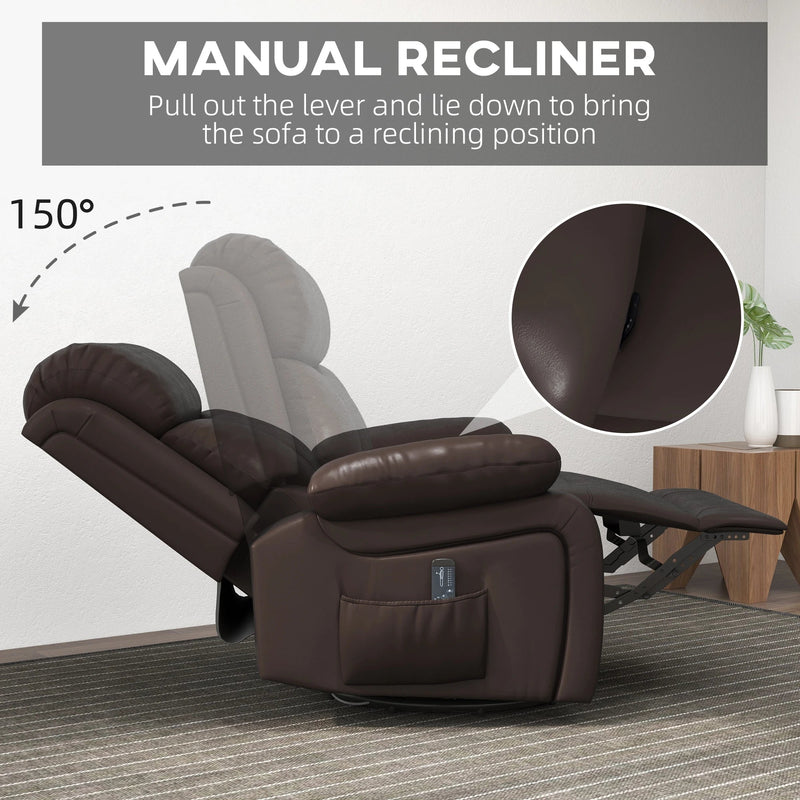 Pending - Aosom Homcom Pu Leather Reclining Chair with Vibration Massage Recliner, Swivel Base, Rocking Function, Remote Control - Available in 4 Colours